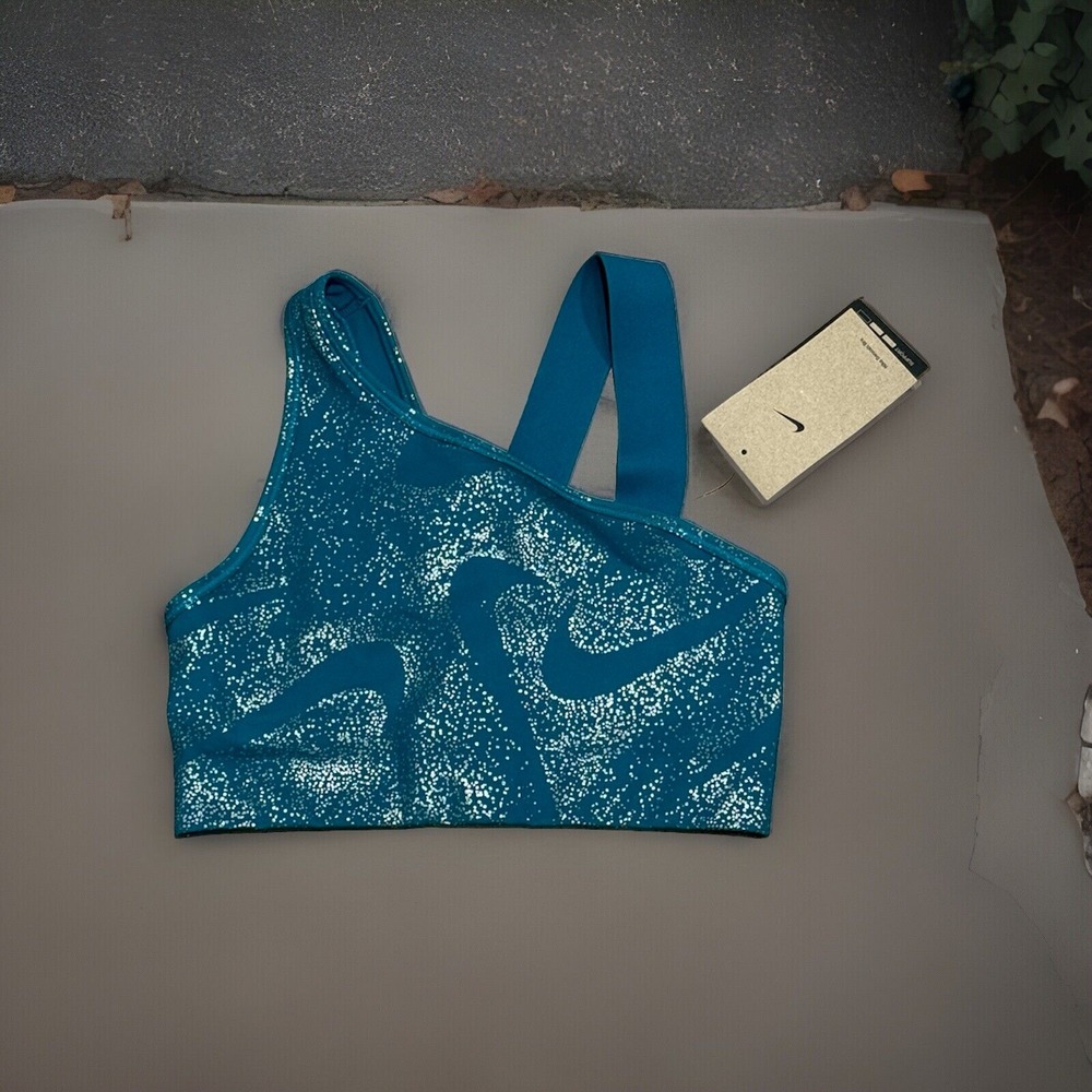 NIKE Swoosh Sports Bra. Teal & Grey/Silver. Size XS . Orig. $52. NEW With Tags